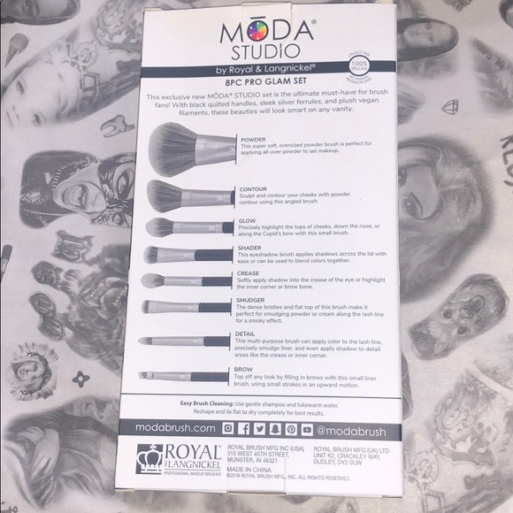 Moda Studio 8pc Pro Glam Brush Set - Picture 2 of 2